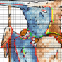 Hummingbird, Bird warrior with spear - Cross stitch charts